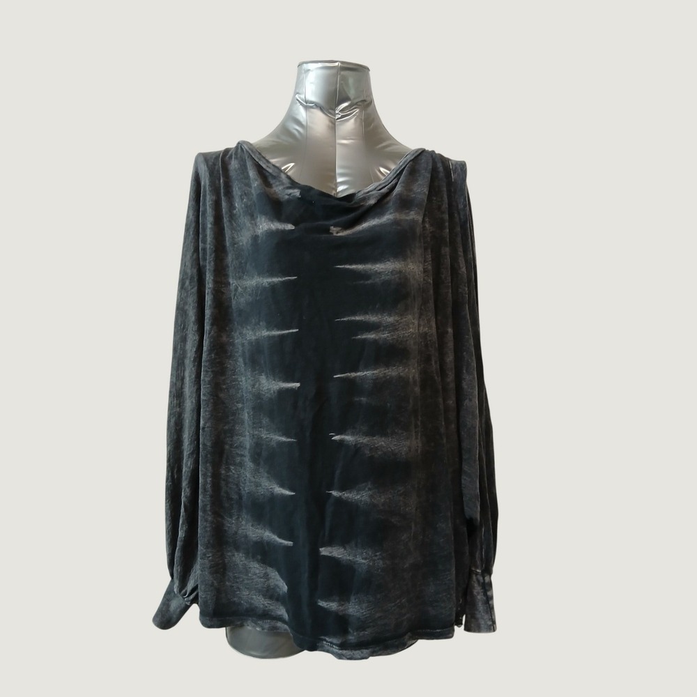 Mark and Estel Acid Wash Graphic Dolman Sleeve Top Charcoal Grey XL Made in USA
